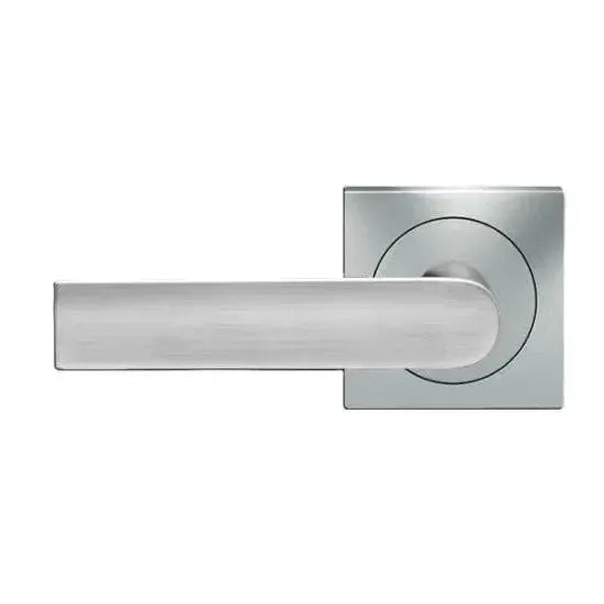 Karcher Design London Lever with Square 3 Piece Rosette in Satin Stainless Steel finish