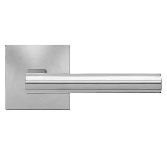 Karcher Design Madeira Lever with Plan Design Square Rosette in Satin Stainless Steel finish