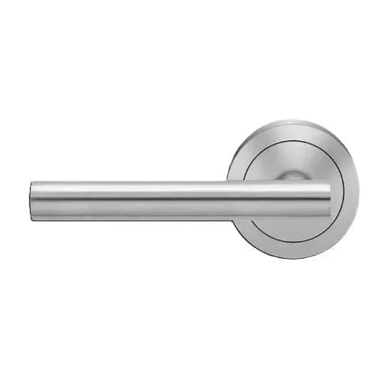 Karcher Design Manhattan Lever with Round 3 Piece Rosette in Satin Stainless Steel finish