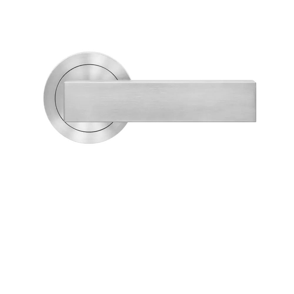 Karcher Design Milano Lever with Round 3 Piece Rosette in Satin Stainless Steel finish