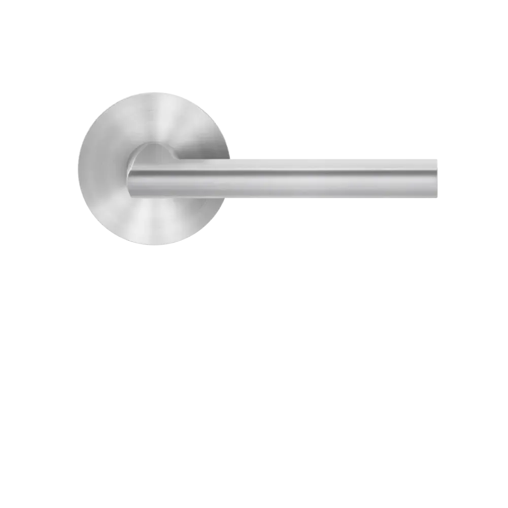 Karcher Design Montana Lever with Round Plan Design Rosette in Satin Stainless Steel finish
