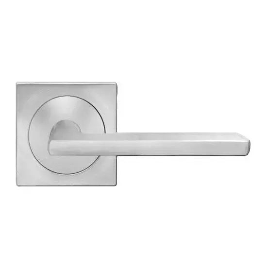 Karcher Design Montana Lever with Square 3 Piece Rosette in Satin Stainless Steel finish