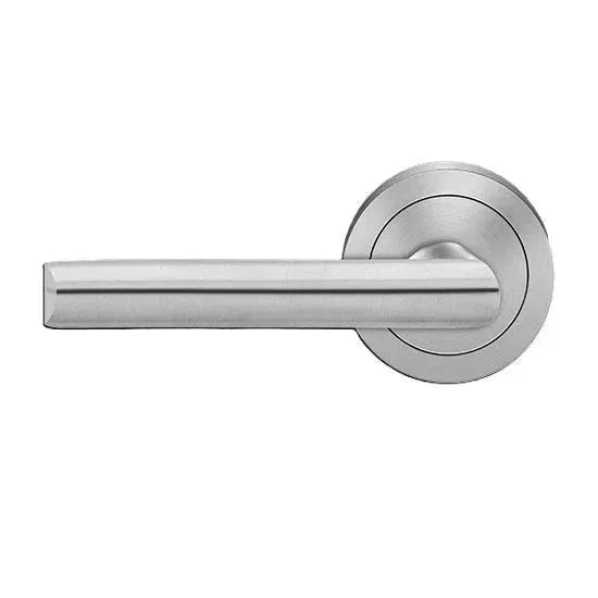 The Karcher Paris Left Handed Half Dummy Lever with Round 3 Piece Rosette in Satin Stainless Steel finish