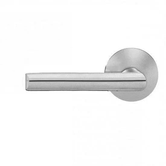 The Karcher Paris Left Handed Half Dummy Lever with Round Plan Design Rosette in Satin Stainless Steel finish
