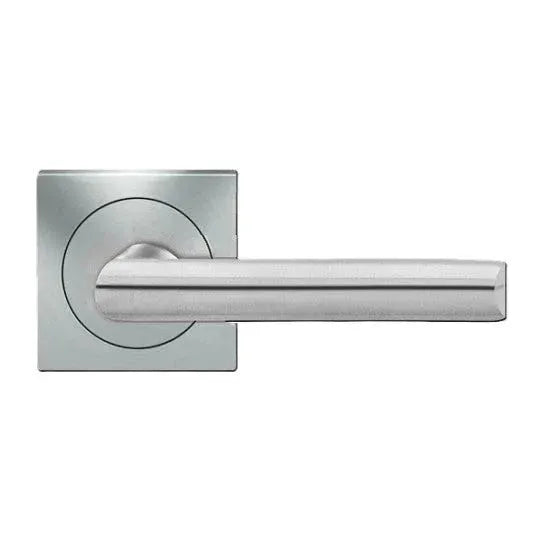 The Karcher Paris Dummy Lever with Square 3 Piece Rosette in Satin Stainless Steel finish