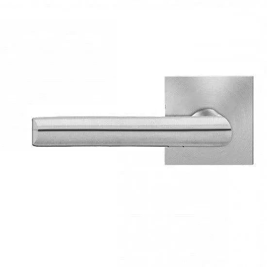 The Karcher Paris Left Handed Half Dummy Lever with Square Plan Design Rosette in Satin Stainless Steel finish