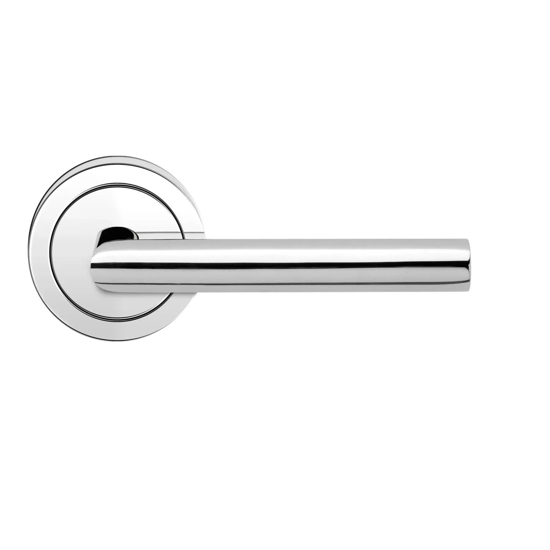 Karcher Design Rhodos Lever with Round 3 Piece Rosette Polished Stainless Steel