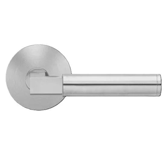 The Karcher Tasmania Dummy Lever with Plan Design Round Rosette in Satin Stainless Steel finish
