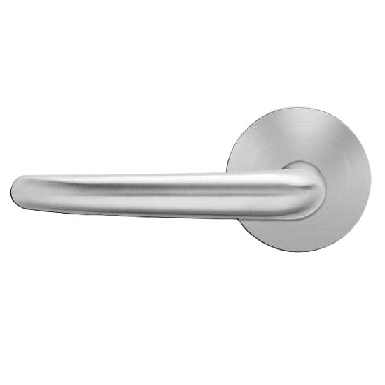 The Karcher Elba Left Handed Half Dummy Lever with Round Plan Design Rosette in Satin Stainless Steel finish