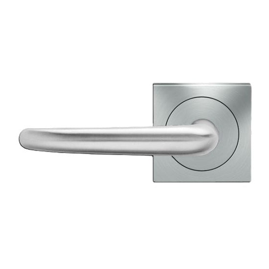 The Karcher Elba Left Handed Half Dummy Lever with Square 3 Piece Rosette in Satin Stainless Steel finish