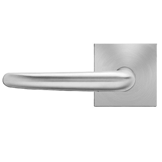 The Karcher Elba Left Handed Half Dummy Lever with Square Plan Design Rosette in Satin Stainless Steel finish