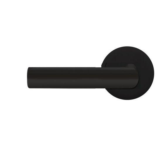 The Karcher Iceland Left Handed Half Dummy Lever with Round Plan Design Rosette in Cosmos Black finish