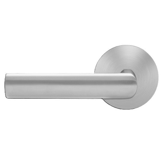 The Karcher Iceland Left Handed Half Dummy Lever with Round Plan Design Rosette in Satin Stainless Steel finish