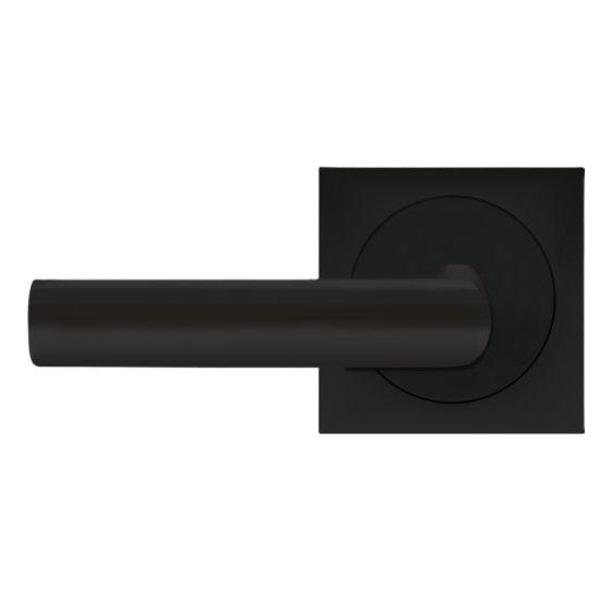 The Karcher Iceland Left Handed Half Dummy Lever with Square 3 Piece Rosette in Cosmos Black finish