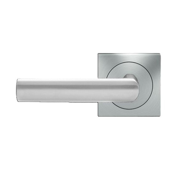 The Karcher Iceland Left Handed Half Dummy Lever with Square 3 Piece Rosette in Satin Stainless Steel finish