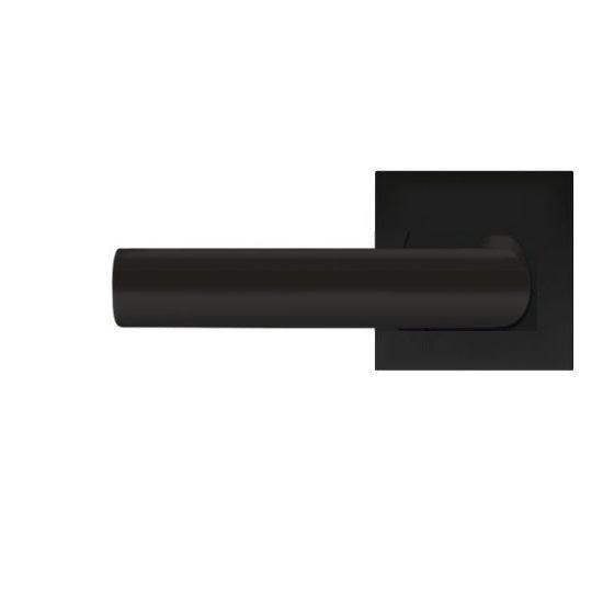 The Karcher Iceland Left Handed Half Dummy Lever with Square Plan Design Rosette in Cosmos Black finish