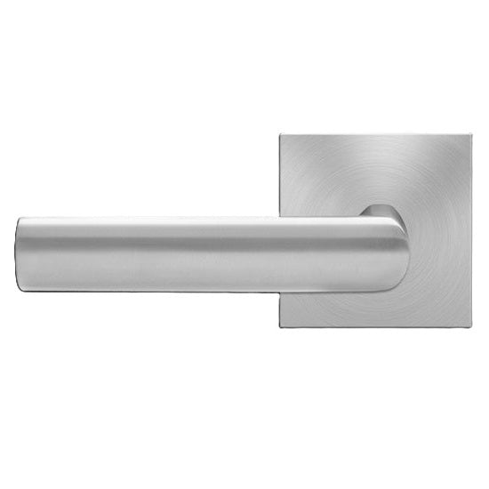 The Karcher Iceland Left Handed Half Dummy Lever with Square Plan Design Rosette in Satin Stainless Steel finish