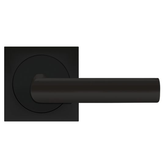 The Karcher Iceland Right Handed Half Dummy Lever with Square 3 Piece Rosette in Cosmos Black finish