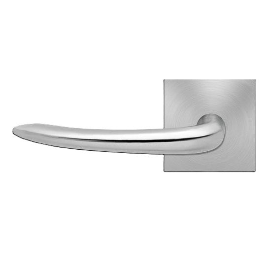 The Karcher Jersey Left Handed Half Dummy Lever with Square Plan Design Rosette in Satin Stainless Steel finish