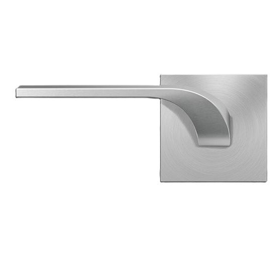 The Karcher Las Vegas Left Handed Half Dummy Lever with Plan Design Square Rosette in Satin Stainless Steel finish