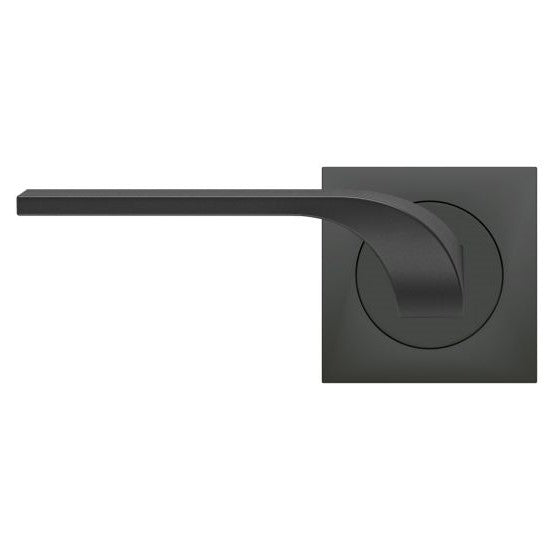 The Karcher Las Vegas Left Handed Half Dummy Lever with Square 3 Piece Rosette in Cosmos Black finish