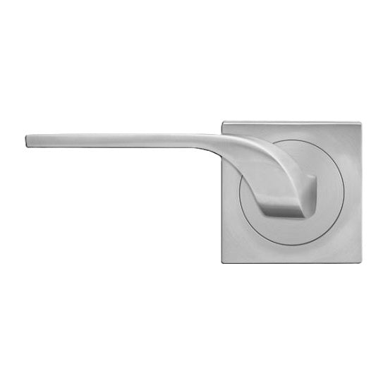 The Karcher Las Vegas Left Handed Half Dummy Lever with Square 3 Piece Rosette in Satin Stainless Steel finish