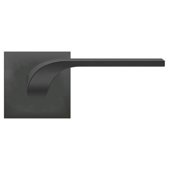 The Karcher Las Vegas Right Handed Half Dummy Lever with Plan Design Square Rosette in Cosmos Black finish