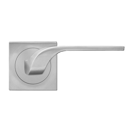 The Karcher Las Vegas Right Handed Half Dummy Lever with Square 3 Piece Rosette in Satin Stainless Steel finish