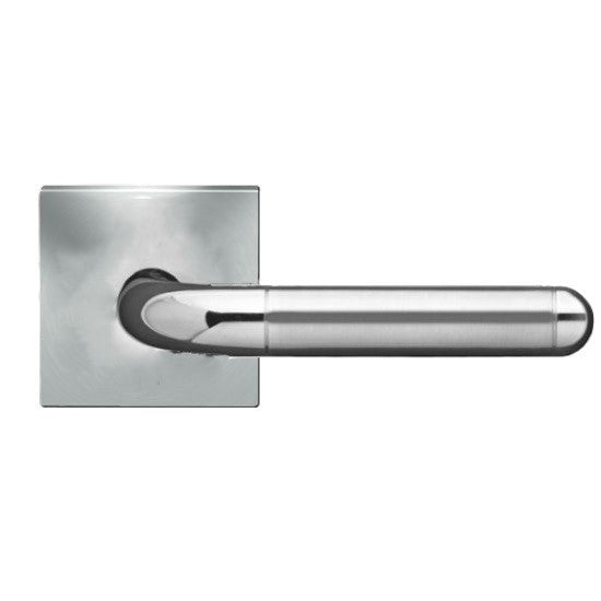 The Karcher Lignano Steel Dummy Lever with Square Plan Design Rosette in Polished and Satin Stainless Steel finish