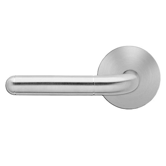 The Karcher Lignano Steel Left Handed Half Dummy Lever with Round Plan Design Rosette in Satin Stainless Steel finish