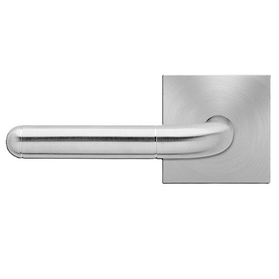 The Karcher Lignano Steel Left Handed Half Dummy Lever with Square Plan Design Rosette in Satin Stainless Steel finish