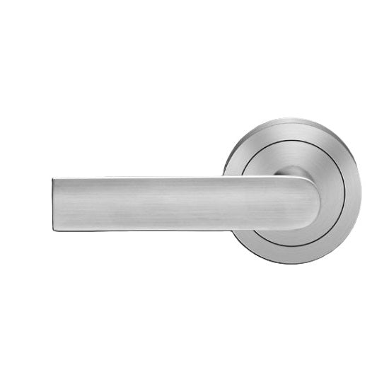 The Karcher London Left Handed Half Dummy Lever with Round 3 Piece Rosette in Satin Stainless Steel finish