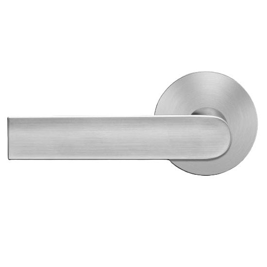 The Karcher London Left Handed Half Dummy Lever with Round Plan Design Rosette in Satin Stainless Steel finish