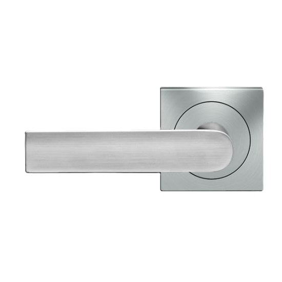 The Karcher London Left Handed Half Dummy Lever with Square 3 Piece Rosette in Satin Stainless Steel finish