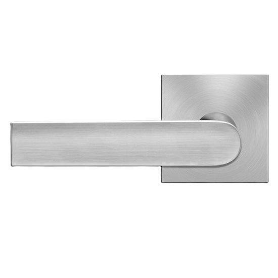 The Karcher London Left Handed Half Dummy Lever with Square Plan Design Rosette in Satin Stainless Steel finish