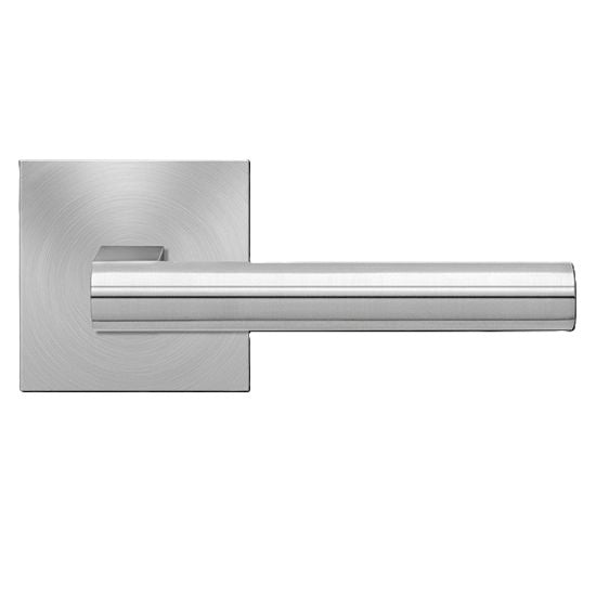 The Karcher Madeira Dummy Lever with Plan Design Square Rosette in Satin Stainless Steel finish