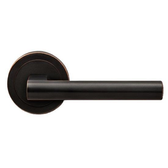 The Karcher Madeira Dummy Lever with Round 3 Piece Rosette in Oil Rubbed Bronze finish