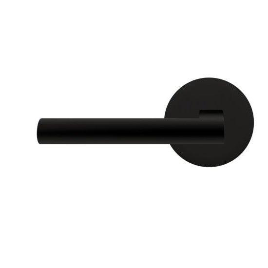 The Karcher Madeira Left Handed Half Dummy Lever with Plan Design Round Rosette in Cosmos Black finish