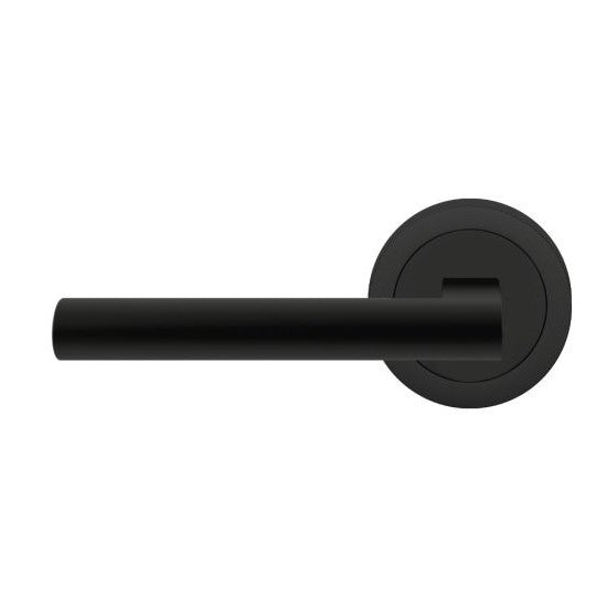 The Karcher Madeira Left Handed Half Dummy Lever with Round 3 Piece Rosette in Cosmos Black finish