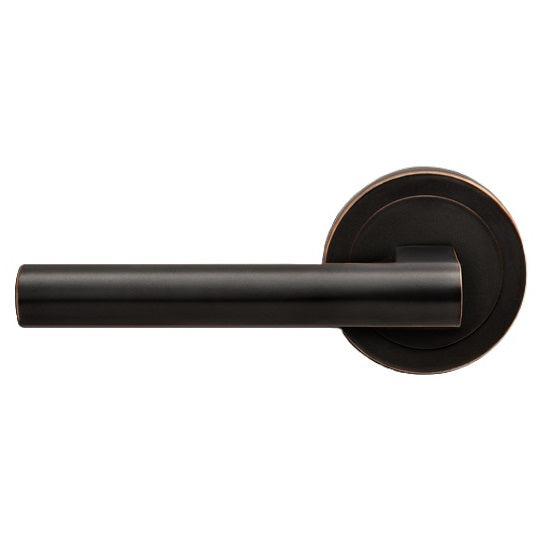 The Karcher Madeira Left Handed Half Dummy Lever with Round 3 Piece Rosette in Oil Rubbed Bronze finish