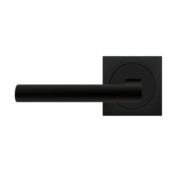 The Karcher Madeira Left Handed Half Dummy Lever with Square 3 Piece Rosette in Cosmos Black finish