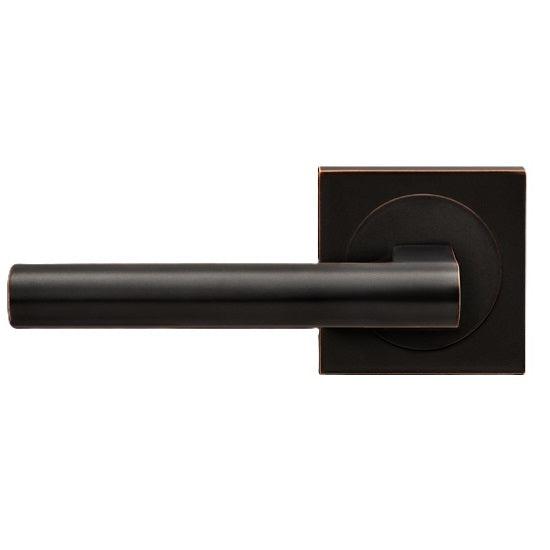 The Karcher Madeira Left Handed Half Dummy Lever with Square 3 Piece Rosette in Oil Rubbed Bronze finish