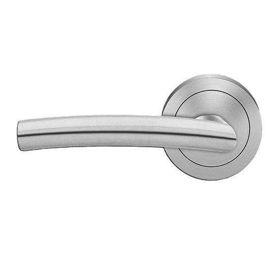 The Karcher Madrid Left Handed Half Dummy Lever with Round 3 Piece Rosette in Satin Stainless Steel finish