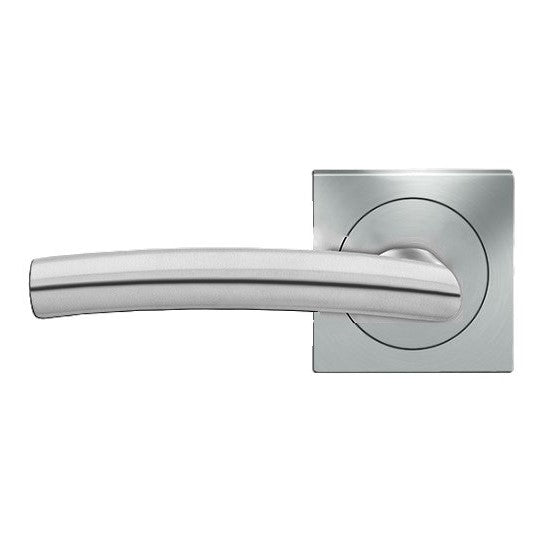 The Karcher Madrid Left Handed Half Dummy Lever with Square 3 Piece Rosette in Satin Stainless Steel finish