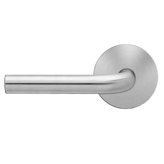 The Karcher Malta Left Handed Half Dummy Lever with Round Plan Design Rosette in Satin Stainless Steel finish