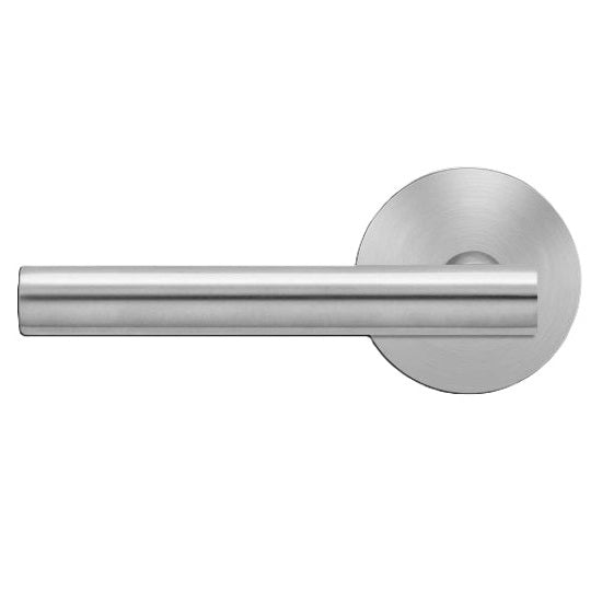 The Karcher Manhattan Left Handed Half Dummy Lever with Round Plan Design Rosette in Satin Stainless Steel finish