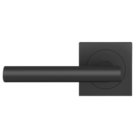 The Karcher Manhattan Left Handed Half Dummy Lever with Square 3 Piece Rosette in Cosmos Black finish