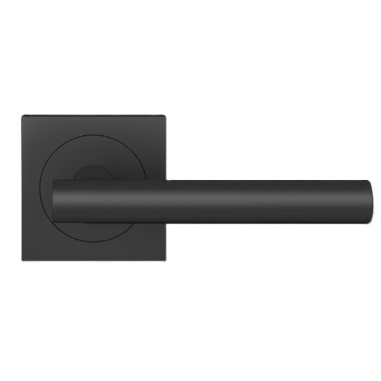 The Karcher Manhattan Passage Lever with Square 3 Piece Rosette-2 ¾″ Backset in Cosmos Black finish