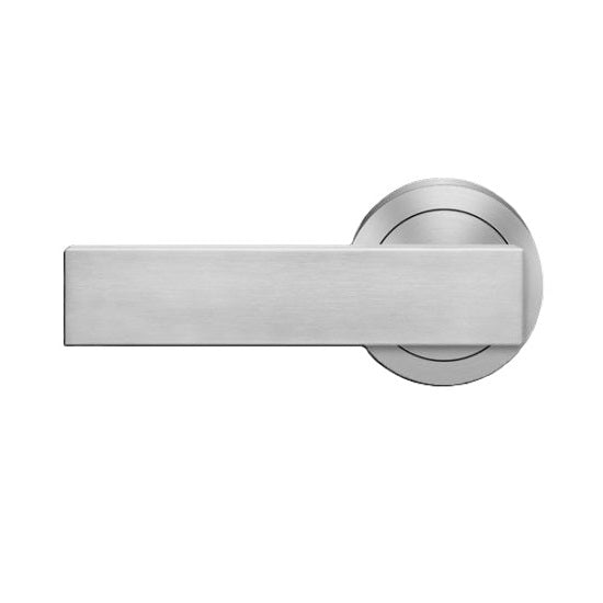 The Karcher Milano Left Handed Half Dummy Lever with Round 3 Piece Rosette in Satin Stainless Steel finish