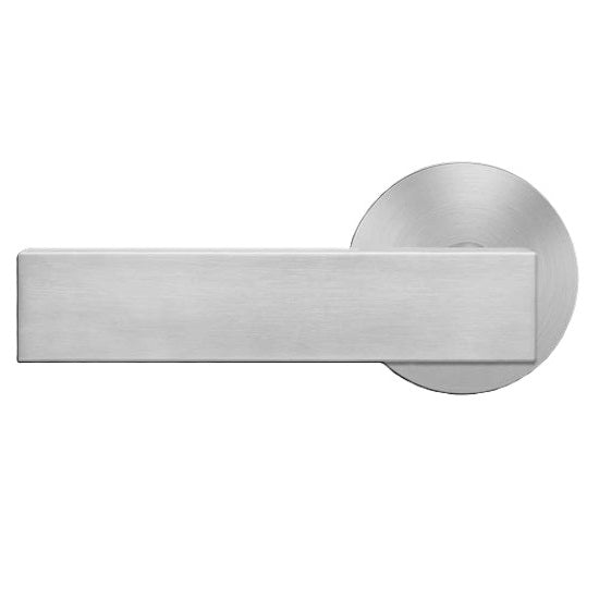 The Karcher Milano Left Handed Half Dummy Lever with Round Plan Design Rosette in Satin Stainless Steel finish